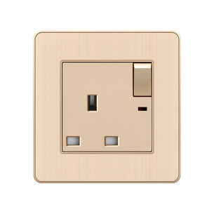 Aluminum Stainless Steel Switch ABL-UK Socket With Switch With Indicator Light-GOLD